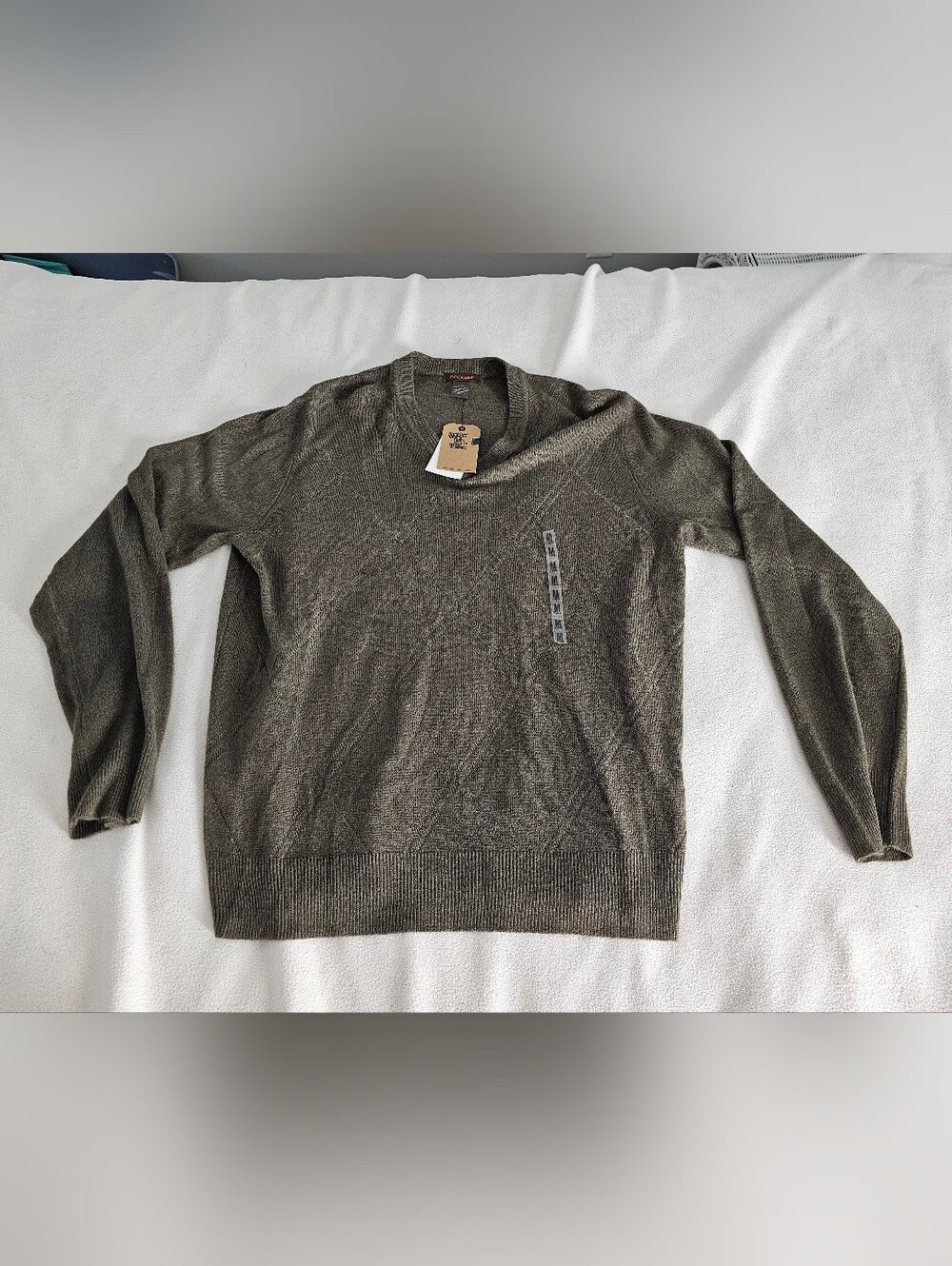Dockers Men's M V-Neck Sweater NWT Sable Heather Argyle Knit Extra Soft